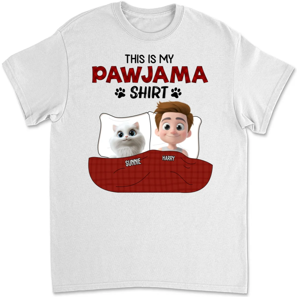 Pawjama Shirt New Style Of Cat Dad - Personalized Custom Unisex T-Shirt - Image 5