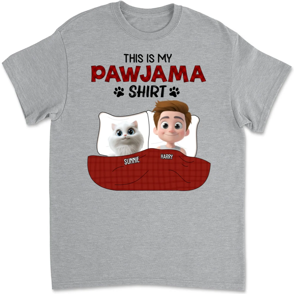 Pawjama Shirt New Style Of Cat Dad - Personalized Custom Unisex T-Shirt - Image 6