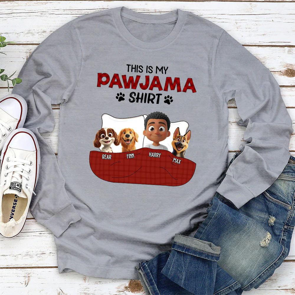 Pawjama Shirt New Style Of Dog Dad - Personalized Custom Long Sleeve T-shirt - Image 3