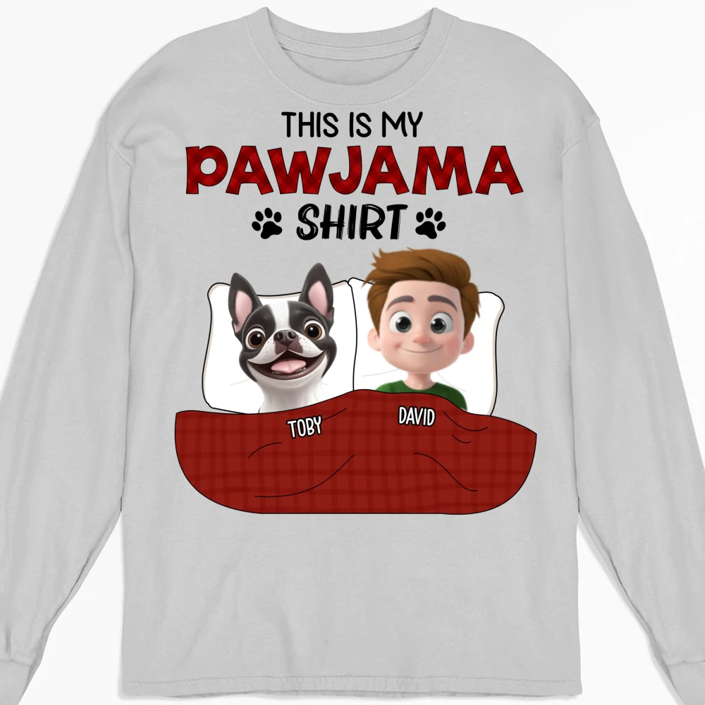 Pawjama Shirt New Style Of Dog Dad - Personalized Custom Long Sleeve T-shirt - Image 4