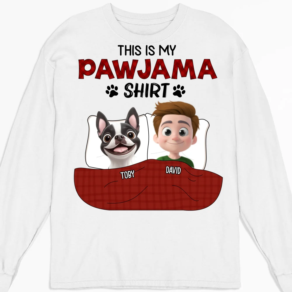 Pawjama Shirt New Style Of Dog Dad - Personalized Custom Long Sleeve T-shirt - Image 5