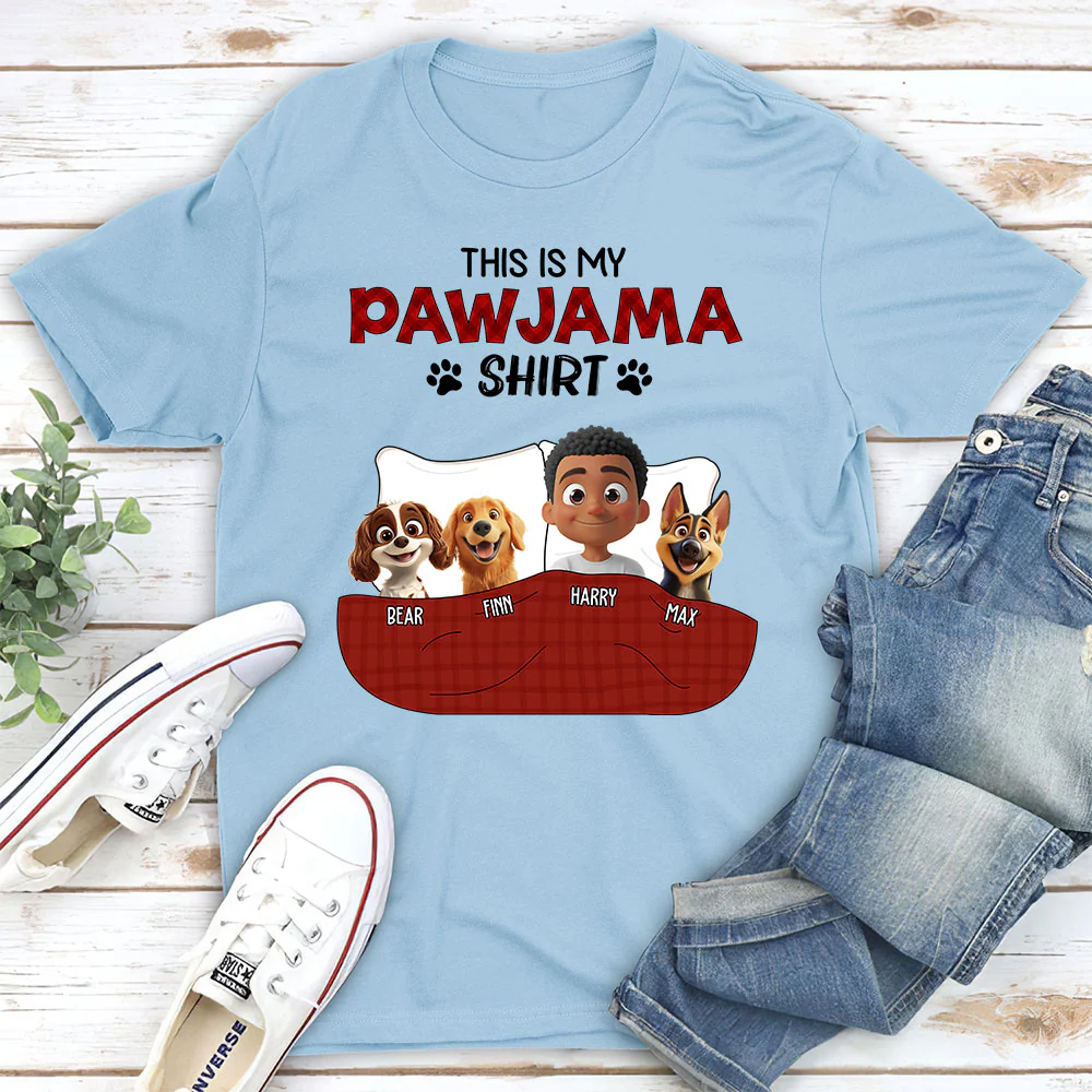 Pawjama Shirt New Style Of Dog Dad - Personalized Custom Unisex T-shirt - Image 3