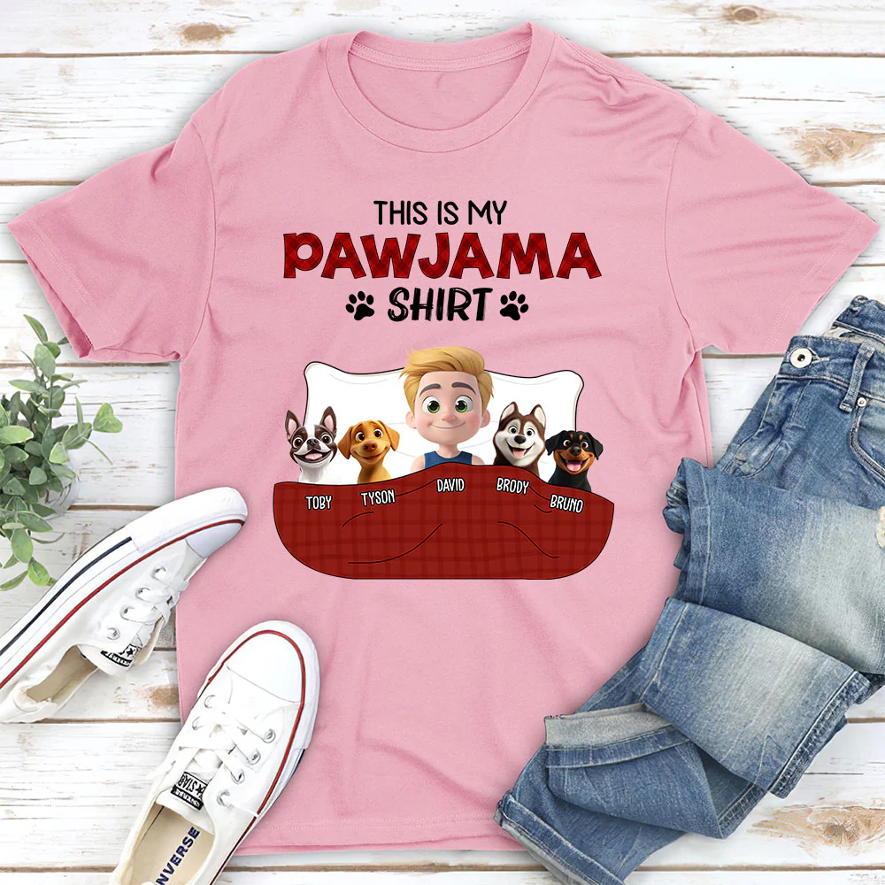 Pawjama Shirt New Style Of Dog Dad - Personalized Custom Unisex T-shirt - Image 4