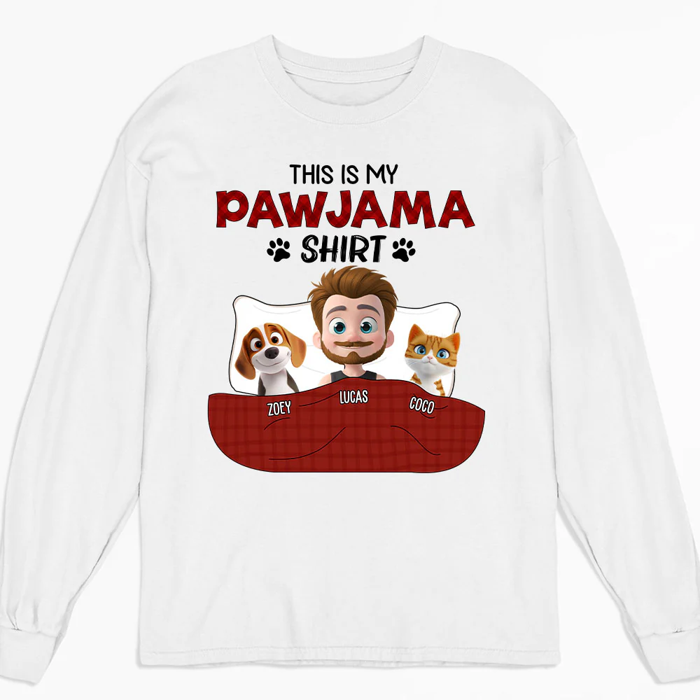 Pawjama Shirt New Style Of Pet Dad - Personalized Custom Long Sleeve T-shirt