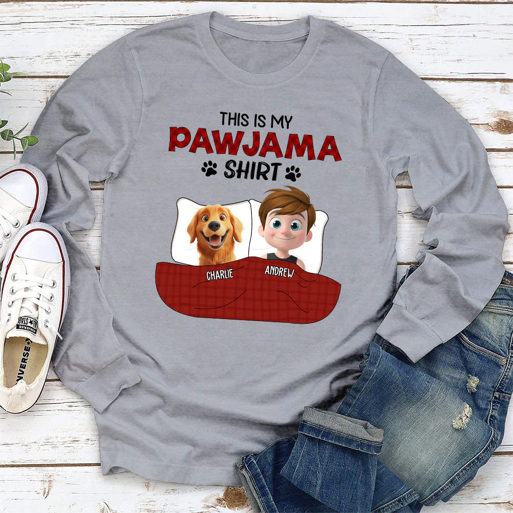 Pawjama Shirt New Style Of Pet Dad - Personalized Custom Long Sleeve T-shirt - Image 2