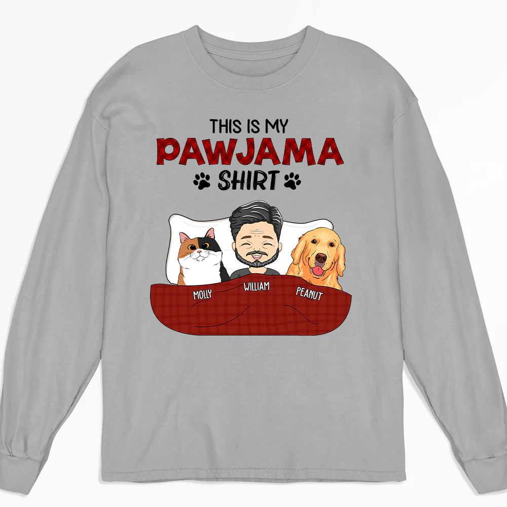 Pawjama Shirt - Personalized Custom Long Sleeve T-shirt - Image 2