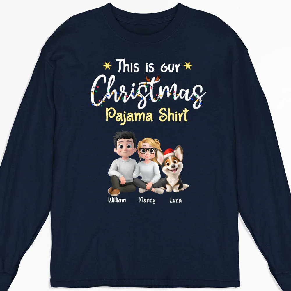 Pawjama Shirt Pet Christmas Ver Couple - Personalized Custom Long Sleeve T-Shirt - Image 8