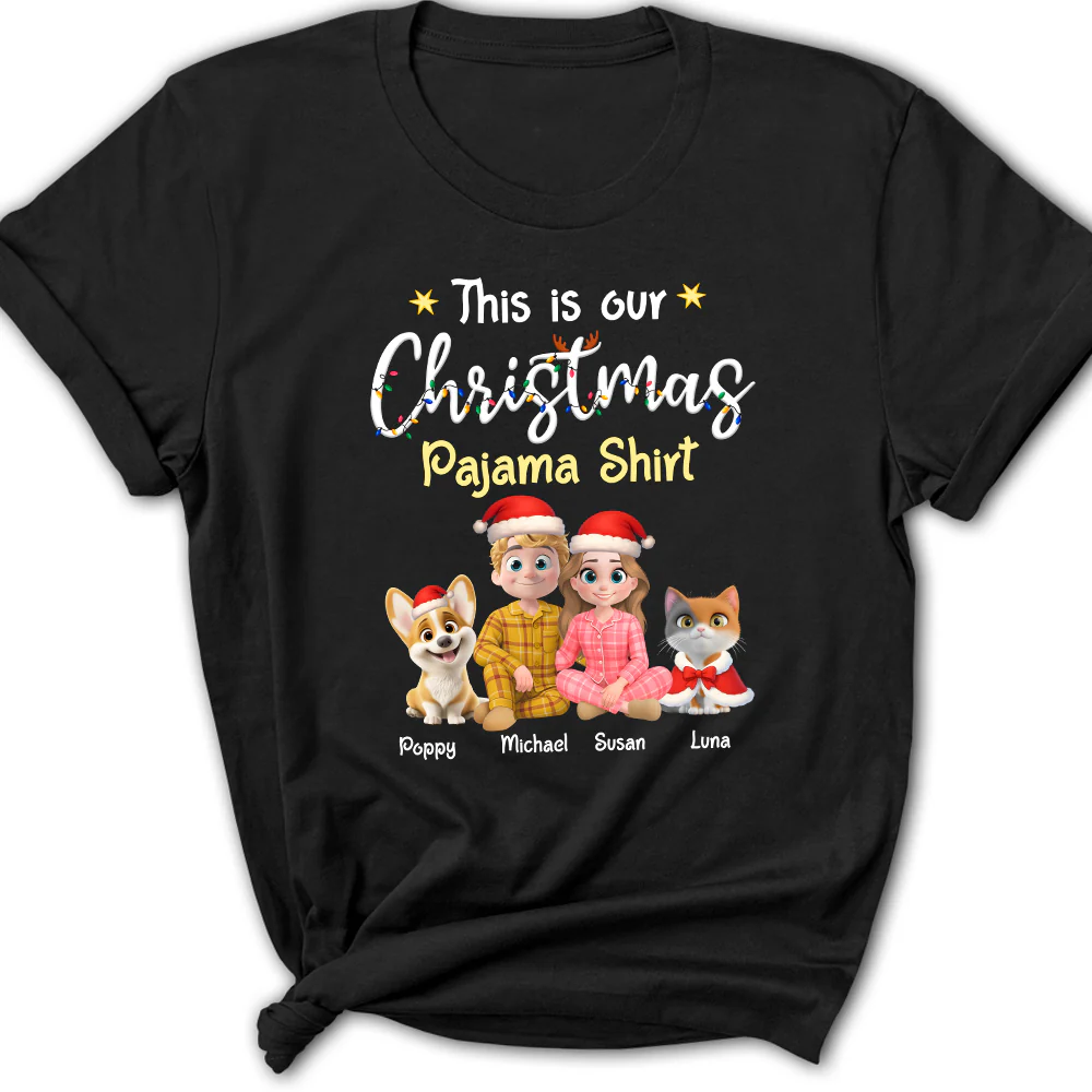 Pawjama Shirt Pet Christmas Ver Couple - Personalized Custom Women T-Shirt