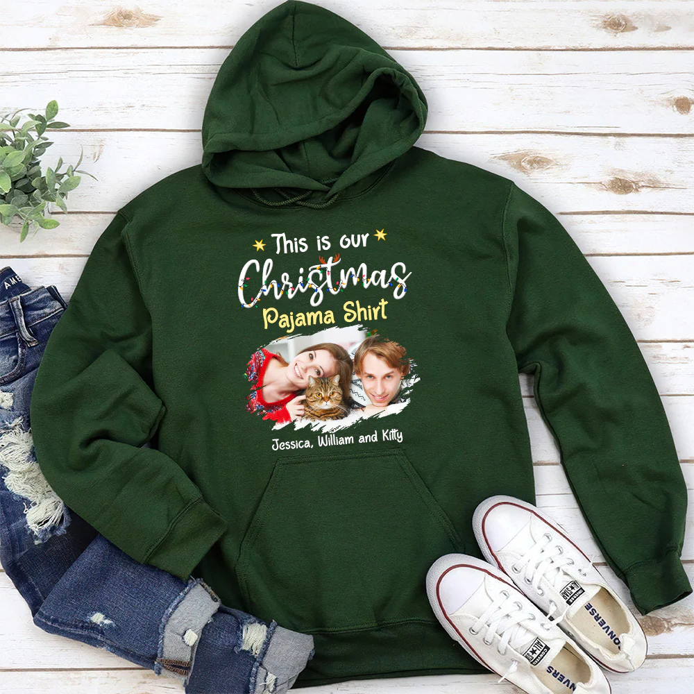 Pawjama Shirt Pet Christmas Ver Couple Photo - Personalized Custom Hoodie - Image 4