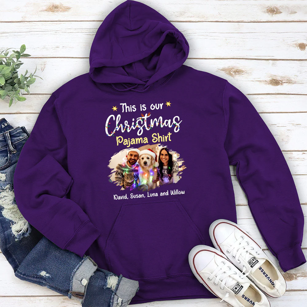 Pawjama Shirt Pet Christmas Ver Couple Photo - Personalized Custom Hoodie - Image 5