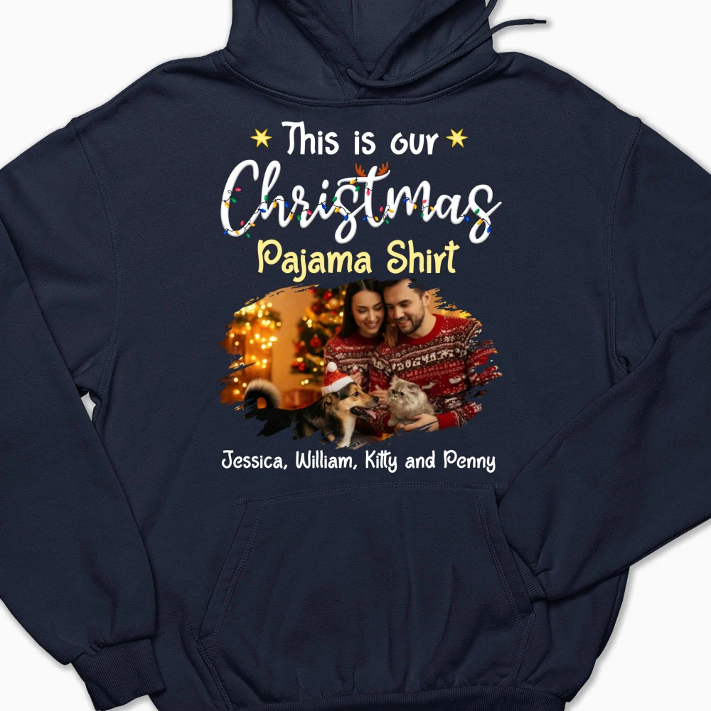 Pawjama Shirt Pet Christmas Ver Couple Photo - Personalized Custom Hoodie - Image 6