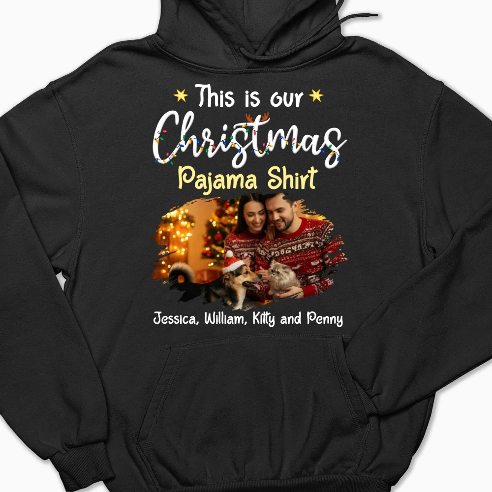 Pawjama Shirt Pet Christmas Ver Couple Photo - Personalized Custom Hoodie - Image 7