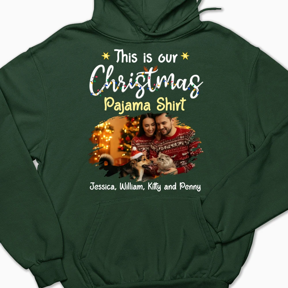 Pawjama Shirt Pet Christmas Ver Couple Photo - Personalized Custom Hoodie - Image 8