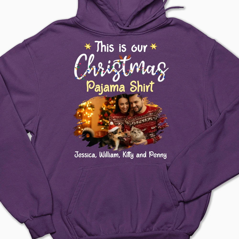 Pawjama Shirt Pet Christmas Ver Couple Photo - Personalized Custom Hoodie - Image 9
