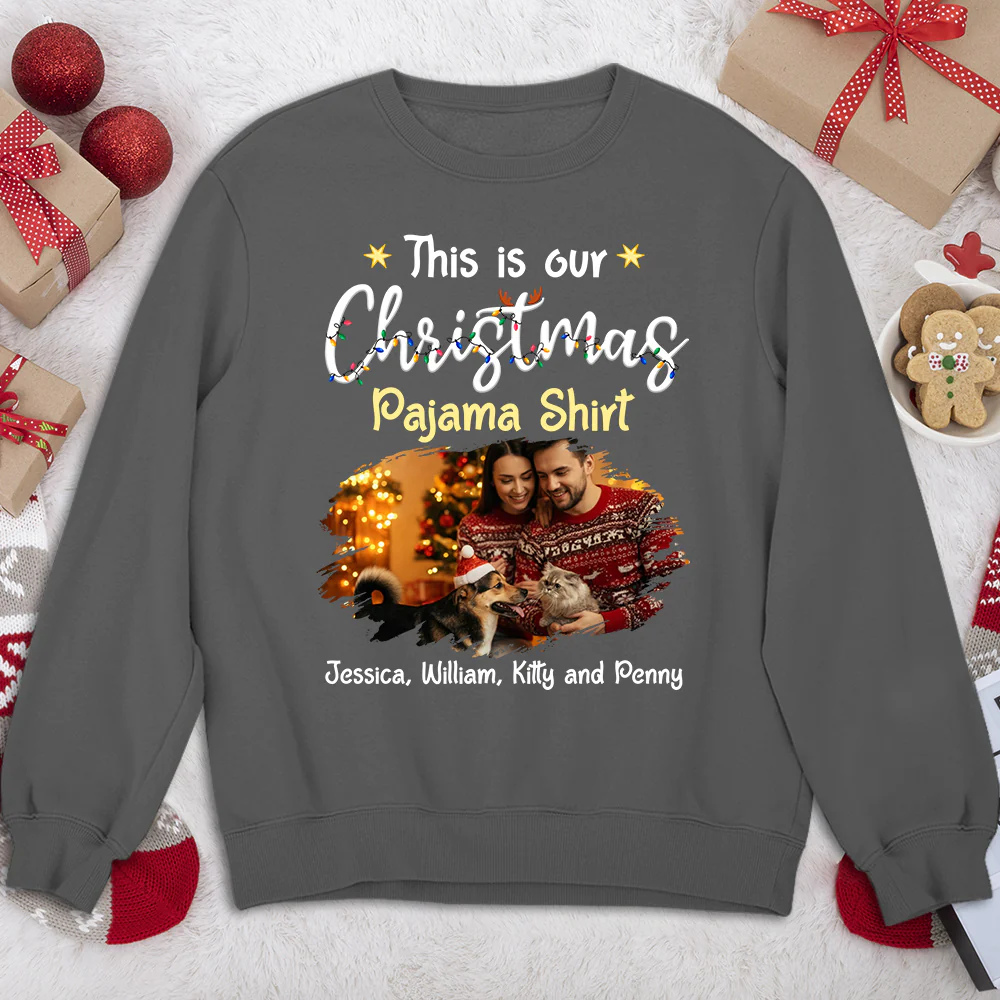 Pawjama Shirt Pet Christmas Ver Couple Photo - Personalized Custom Sweatshirt