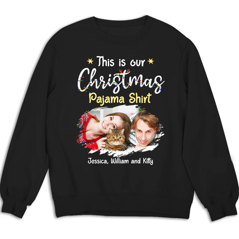 Pawjama Shirt Pet Christmas Ver Couple Photo - Personalized Custom Sweatshirt - Image 2