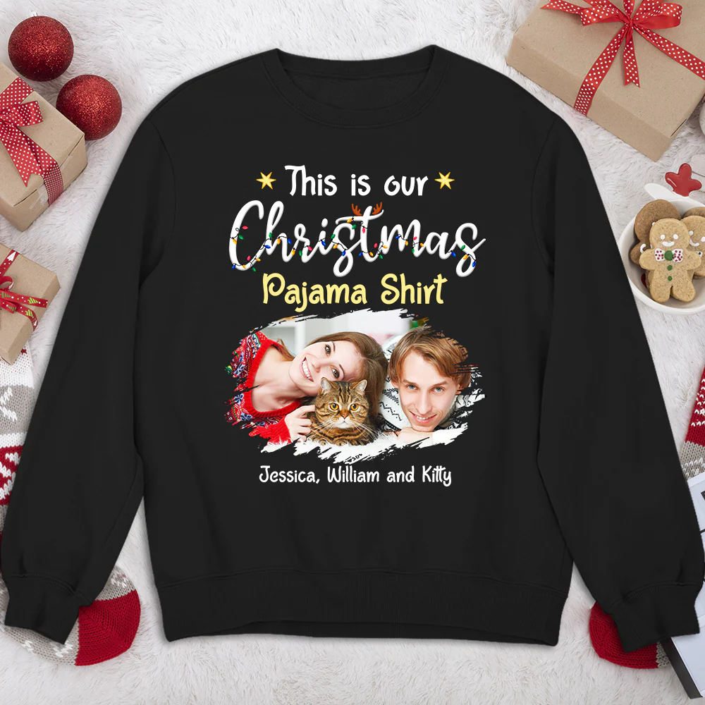 Pawjama Shirt Pet Christmas Ver Couple Photo - Personalized Custom Sweatshirt - Image 3