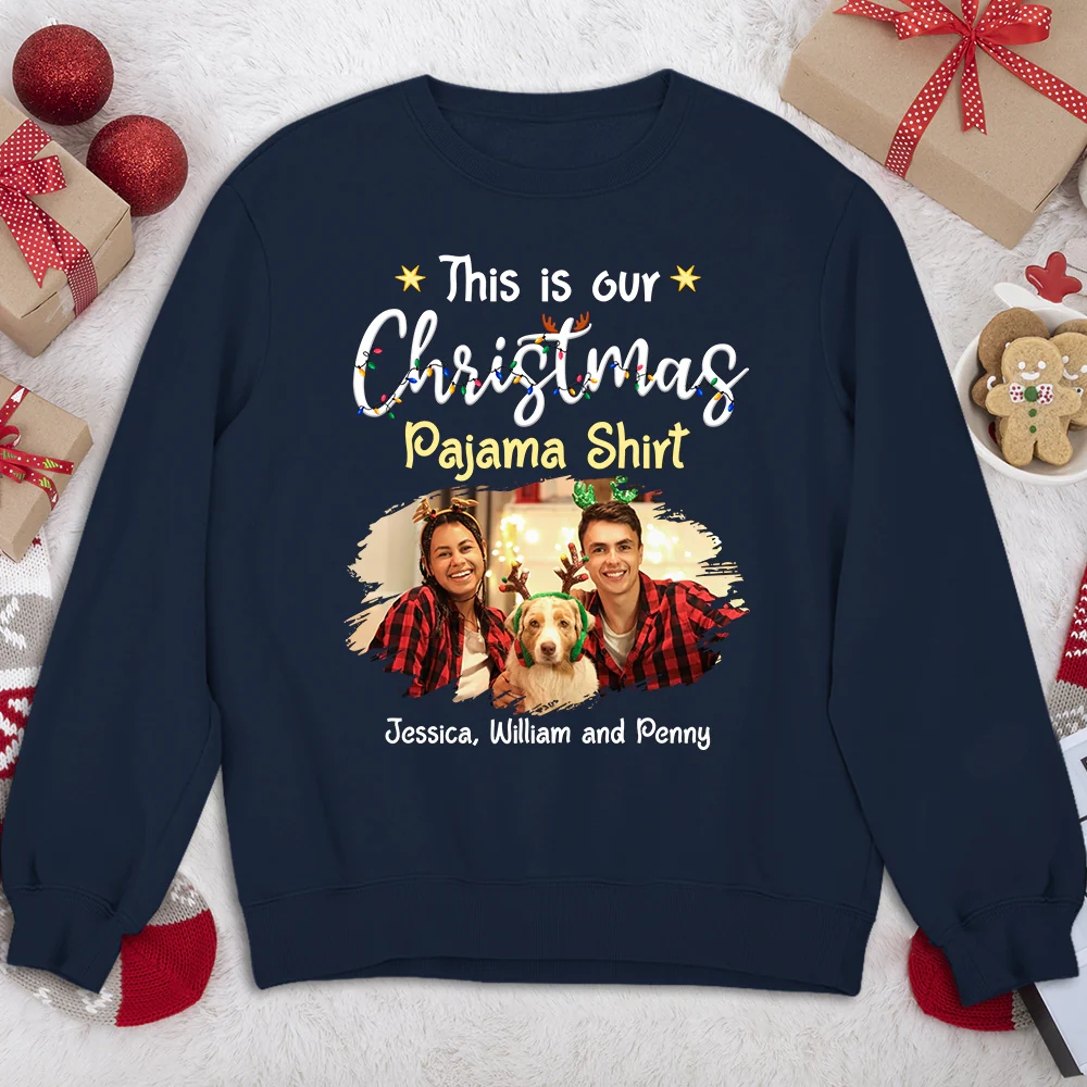 Pawjama Shirt Pet Christmas Ver Couple Photo - Personalized Custom Sweatshirt - Image 4