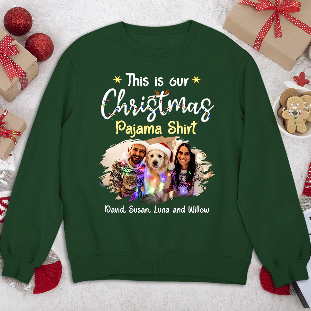 Pawjama Shirt Pet Christmas Ver Couple Photo - Personalized Custom Sweatshirt - Image 6