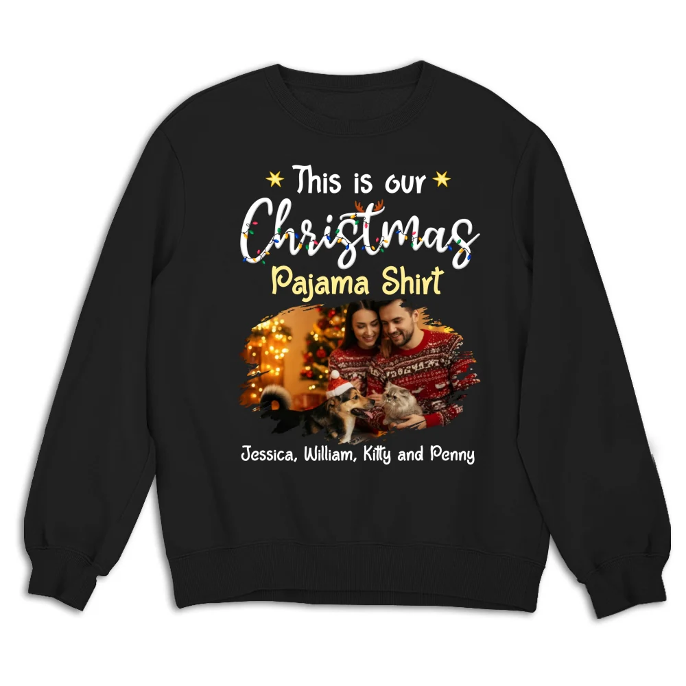 Pawjama Shirt Pet Christmas Ver Couple Photo - Personalized Custom Sweatshirt - Image 7