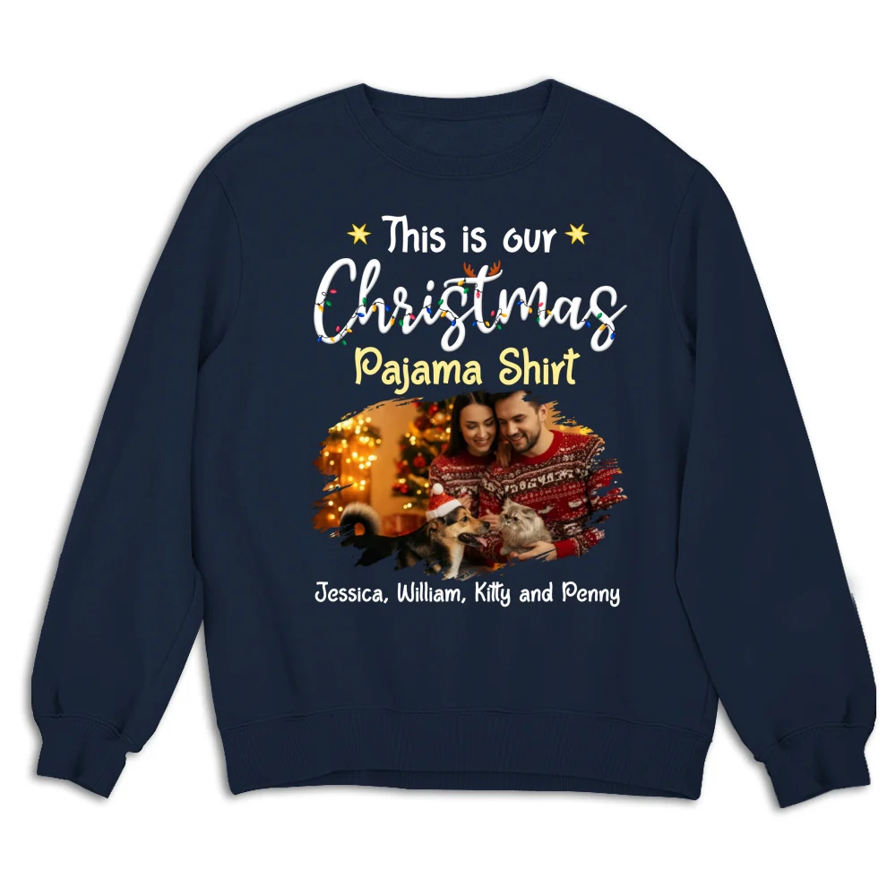 Pawjama Shirt Pet Christmas Ver Couple Photo - Personalized Custom Sweatshirt - Image 8