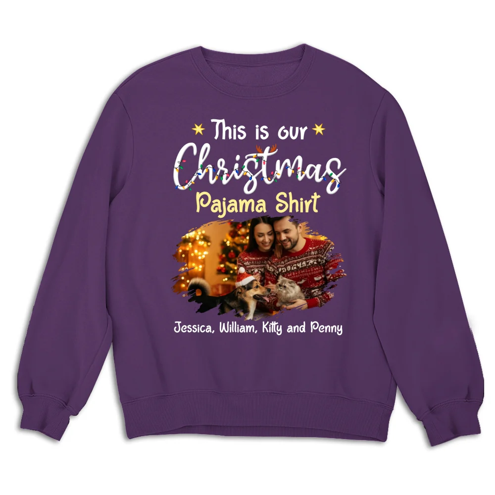 Pawjama Shirt Pet Christmas Ver Couple Photo - Personalized Custom Sweatshirt - Image 9