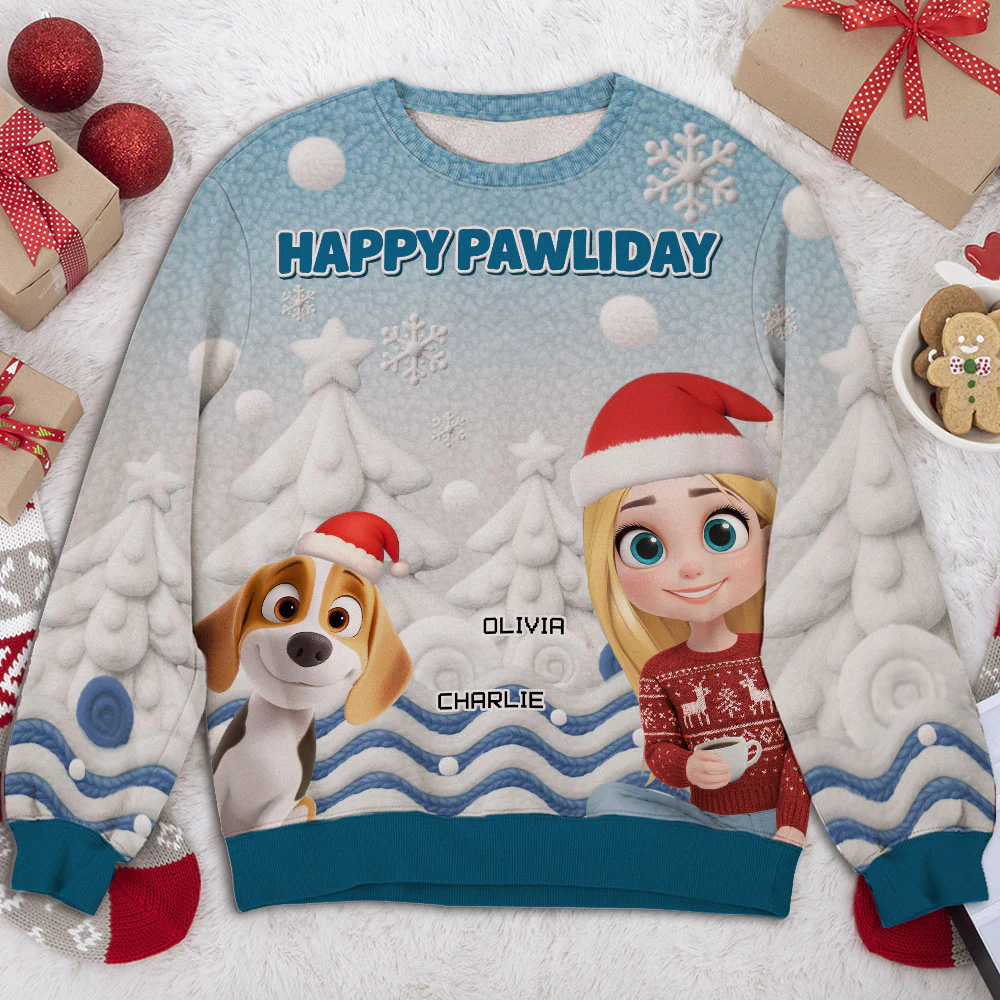 Pawliday With You - Personalized Custom All-Over-Print Sweatshirt - Image 3
