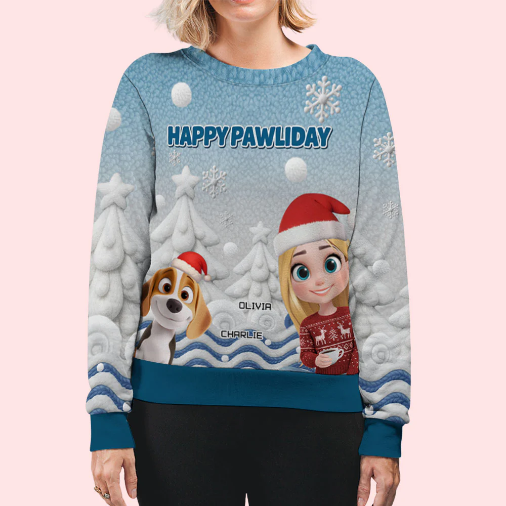 Pawliday With You - Personalized Custom All-Over-Print Sweatshirt - Image 4