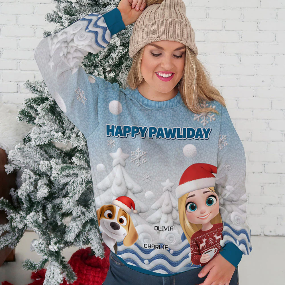 Pawliday With You - Personalized Custom All-Over-Print Sweatshirt - Image 5