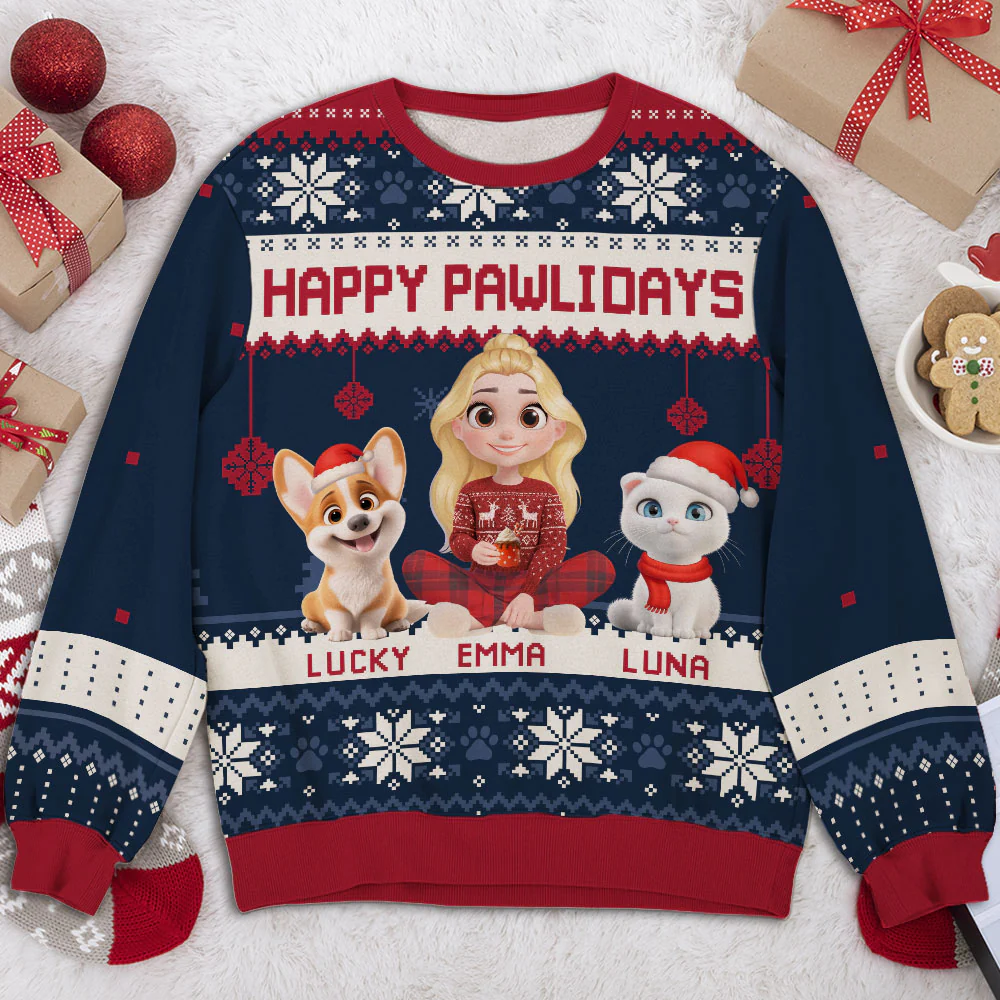 Pawlidays With Fur Babies Cartoon - Personalized Custom All-Over-Print Sweatshirt