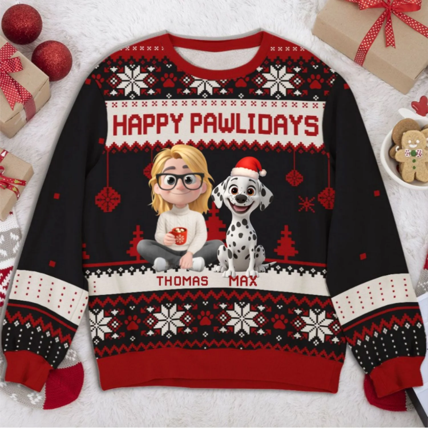 Pawlidays With Fur Babies Cartoon - Personalized Custom All-Over-Print Sweatshirt - Image 7
