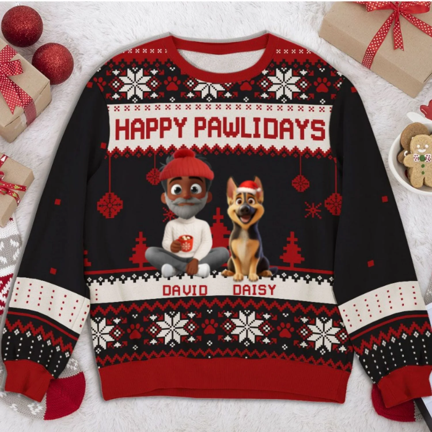 Pawlidays With Fur Baby Cartoon - Personalized Custom All-Over-Print Sweatshirt - Image 7