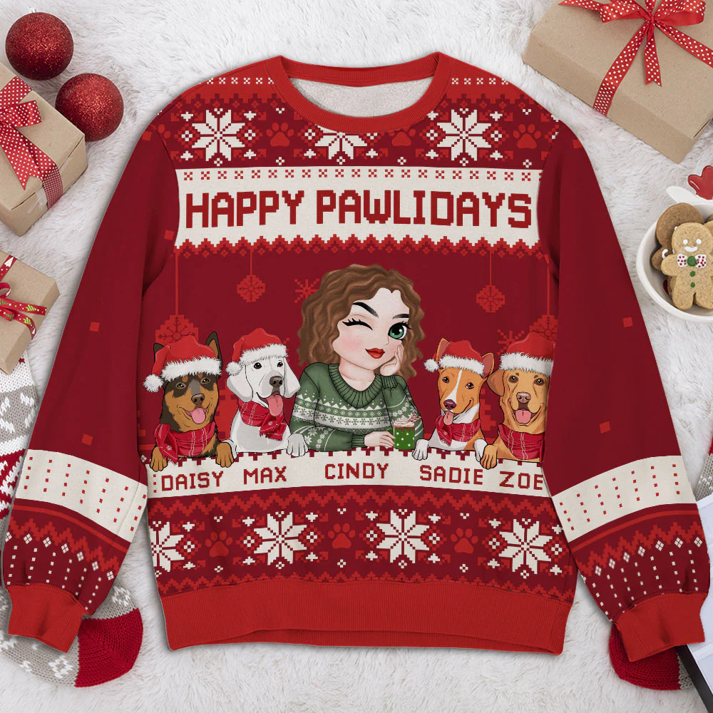 Pawlidays With Fur Baby - Personalized Custom All-Over-Print Sweatshirt - Image 4