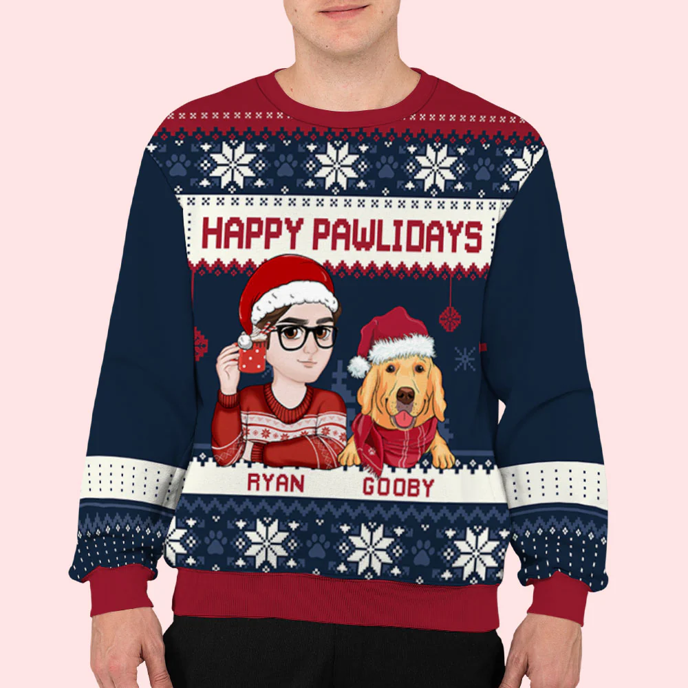 Pawlidays With Fur Baby - Personalized Custom All-Over-Print Sweatshirt - Image 5