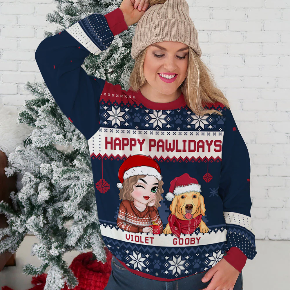 Pawlidays With Fur Baby - Personalized Custom All-Over-Print Sweatshirt - Image 6