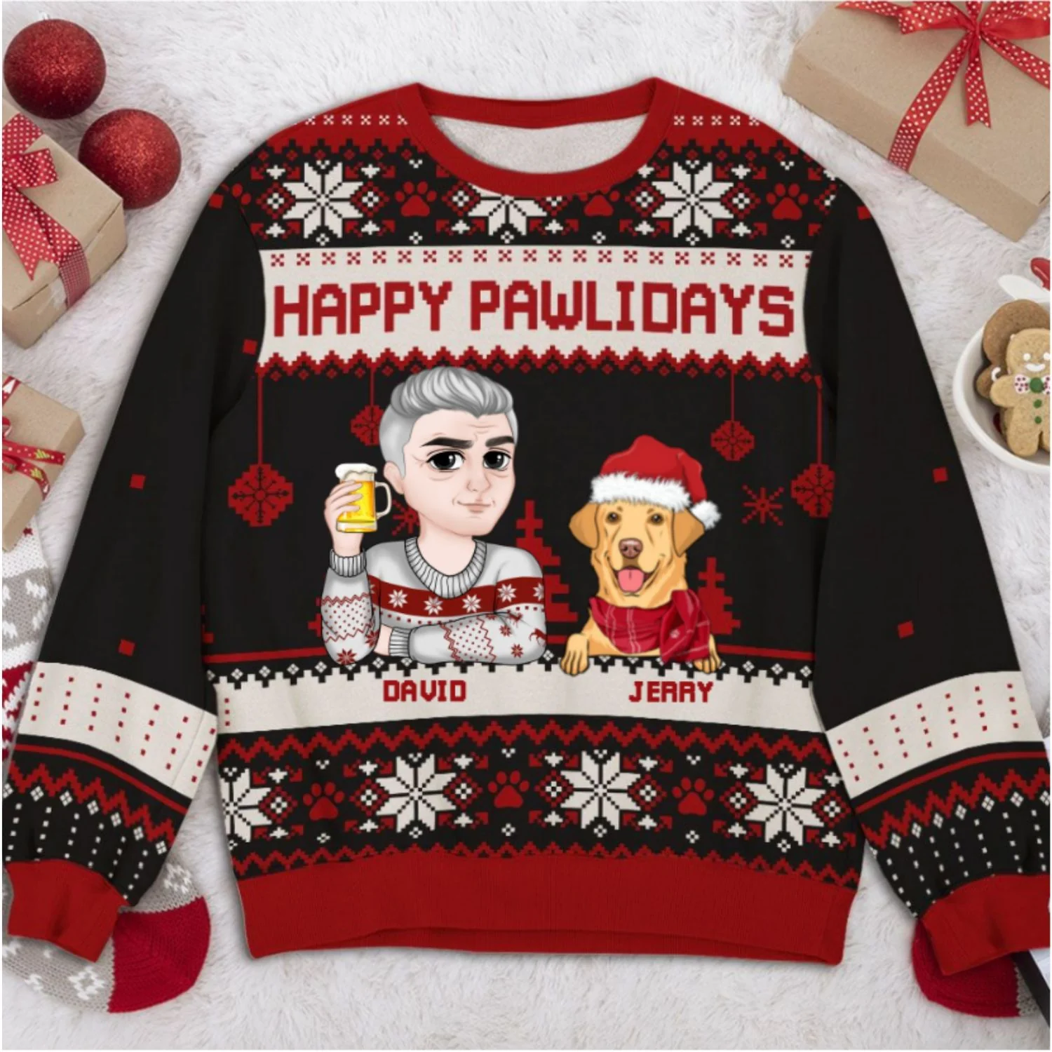Pawlidays With Fur Baby - Personalized Custom All-Over-Print Sweatshirt - Image 7