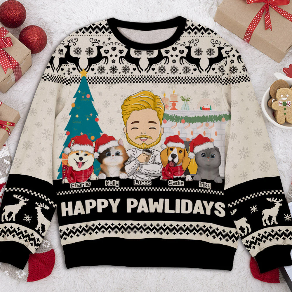 Pawlidays With Pets - Personalized Custom All-Over-Print Sweatshirt - Image 4
