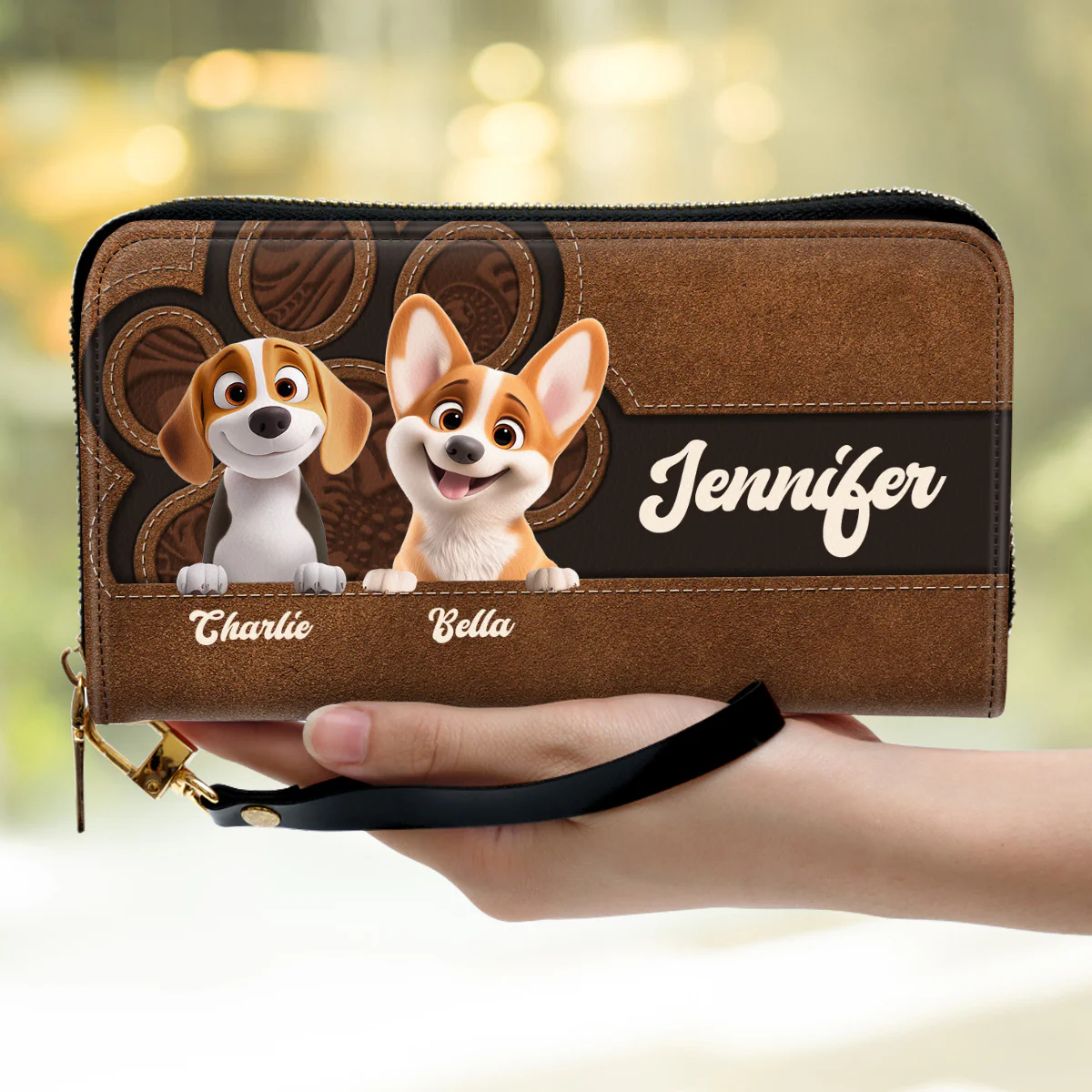 Paws And Hearts - Personalized Custom Leather Wallet - Image 2