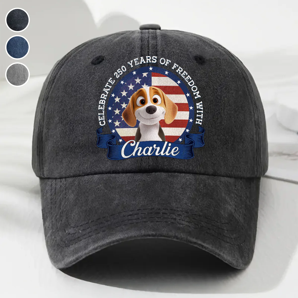 Paws For Freedom - Personalized Custom Vintage Washed Denim Cap
