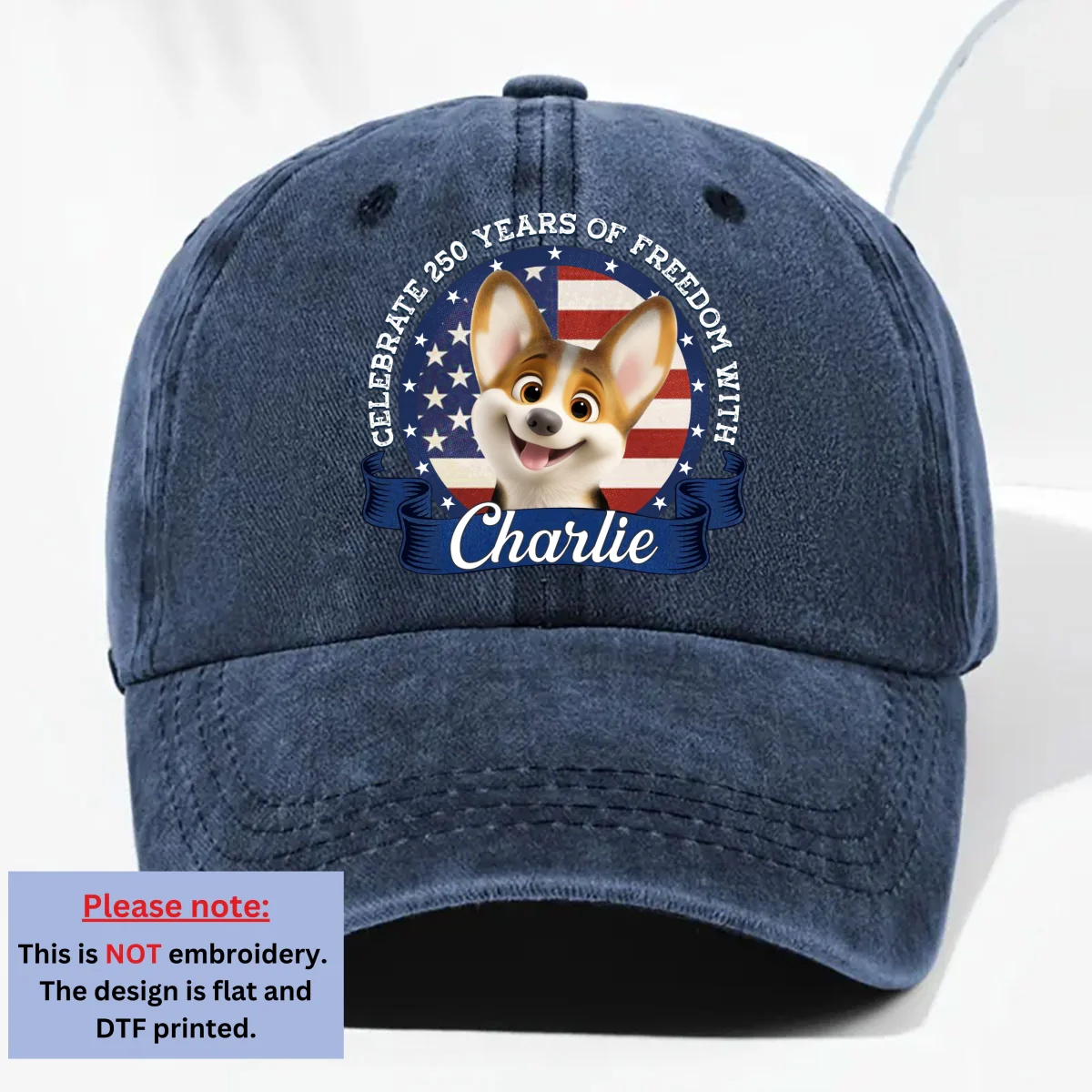 Paws For Freedom - Personalized Custom Vintage Washed Denim Cap - Image 10