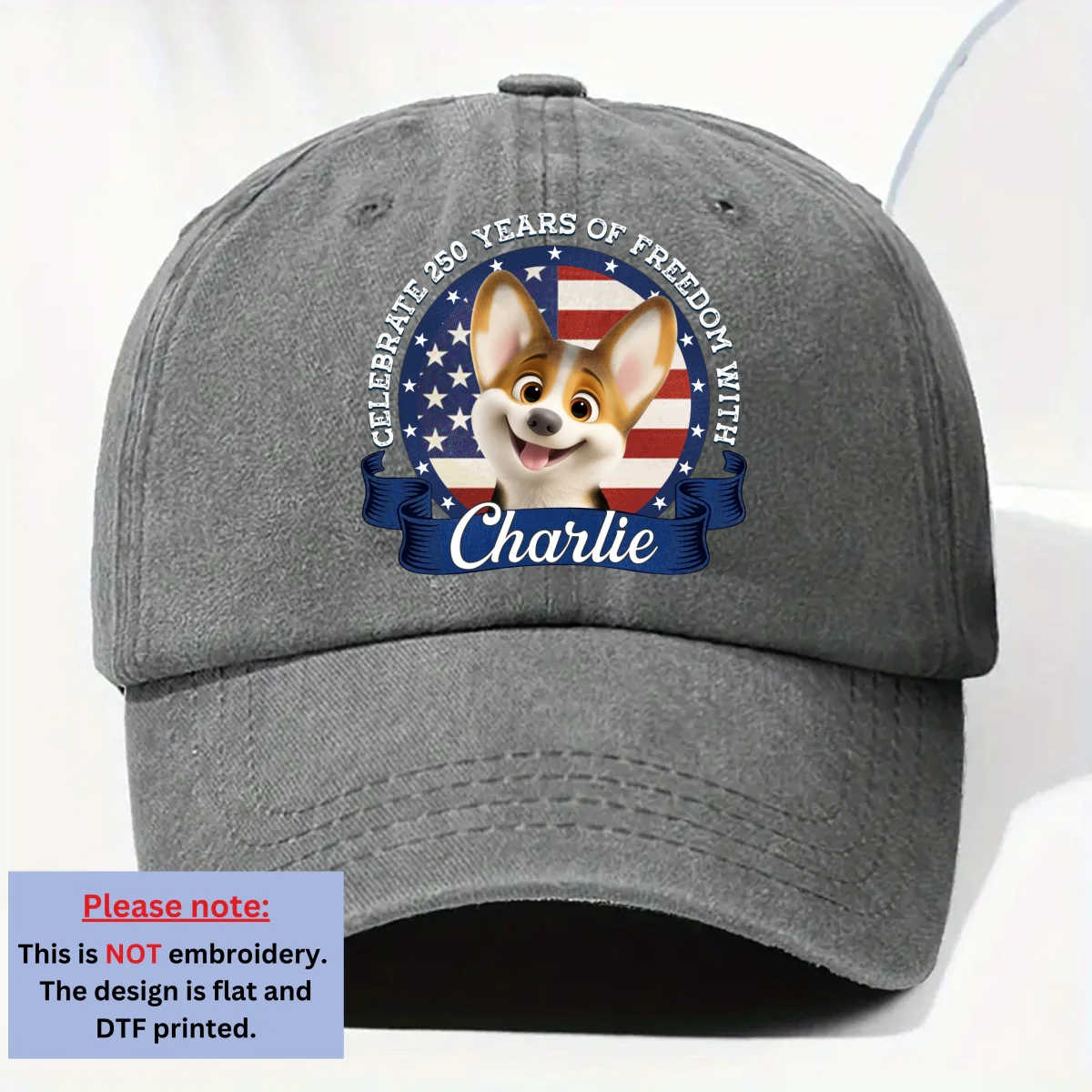 Paws For Freedom - Personalized Custom Vintage Washed Denim Cap - Image 9