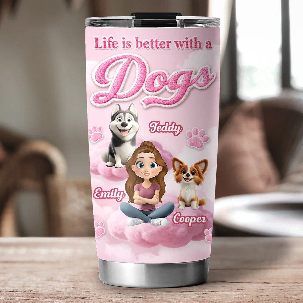 Paws Make Life Better - Personalized Custom 3D Inflated Effect Tumbler - Image 6