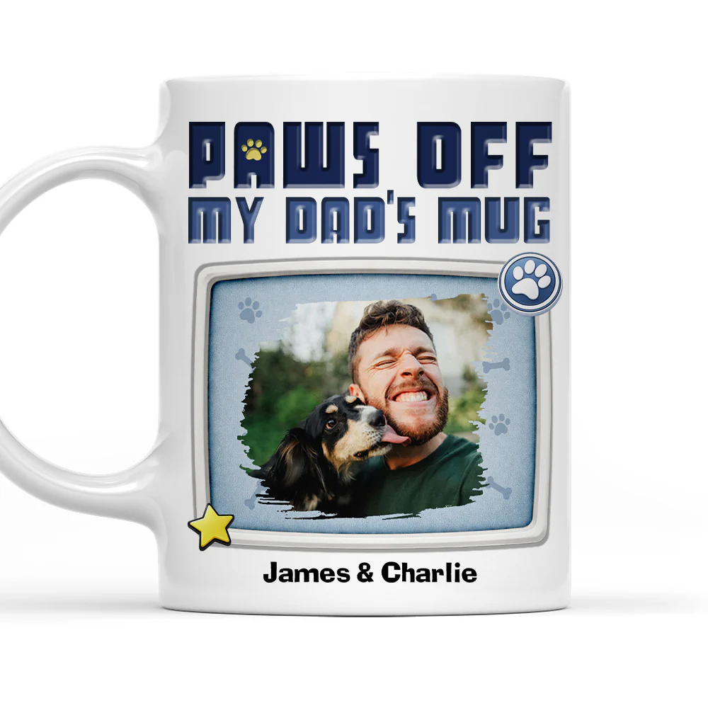 Paws Off My Dad Photo - Personalized Custom 3D Effect Mug