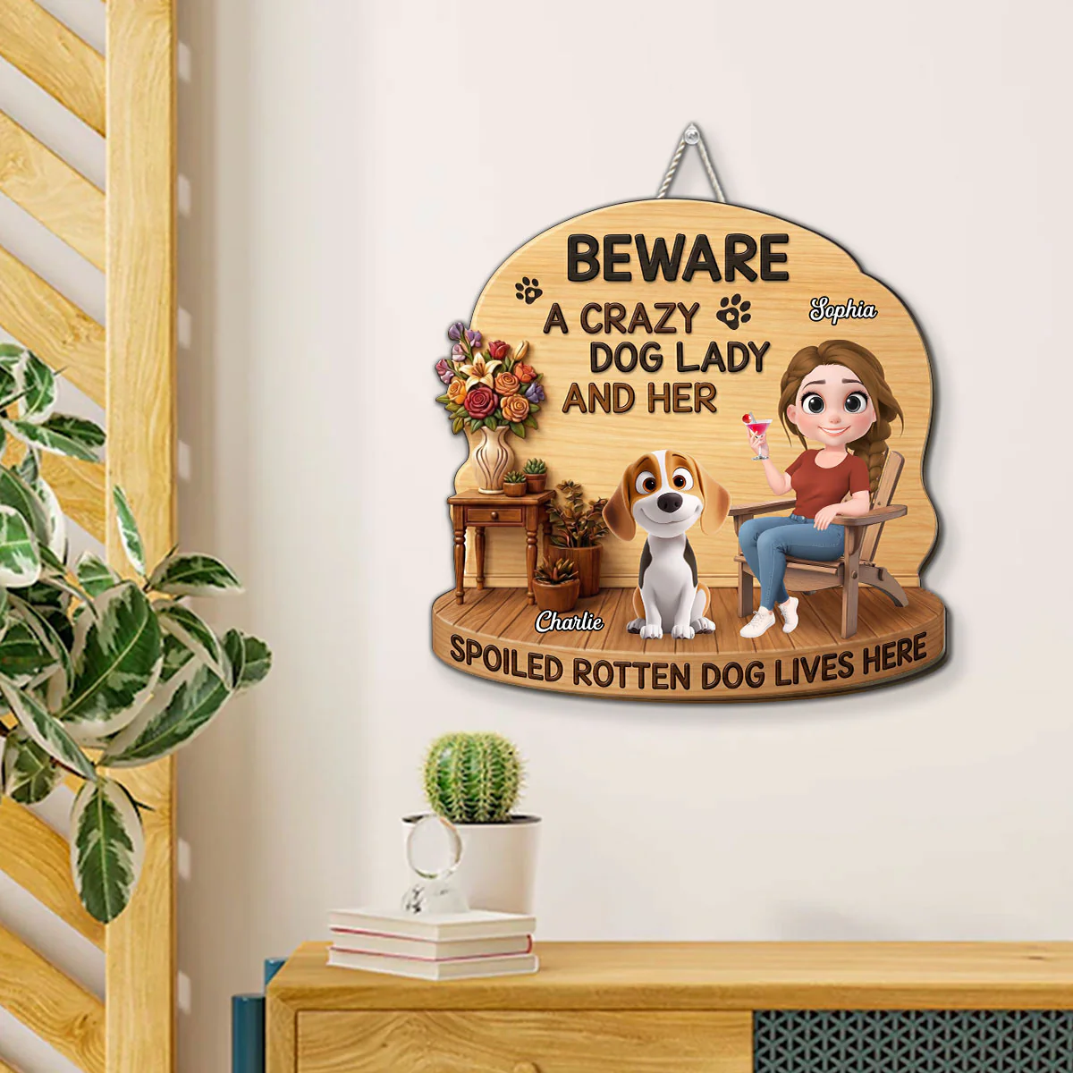 Paws Off My Kingdom - Personalized Custom 3D Effect Wood Sign - Image 4