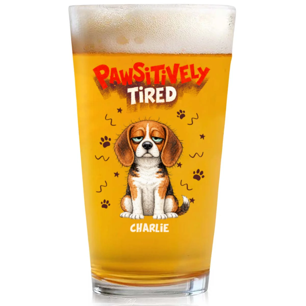 Pawsitively Tired - Personalized Custom Beer Glass - Image 8