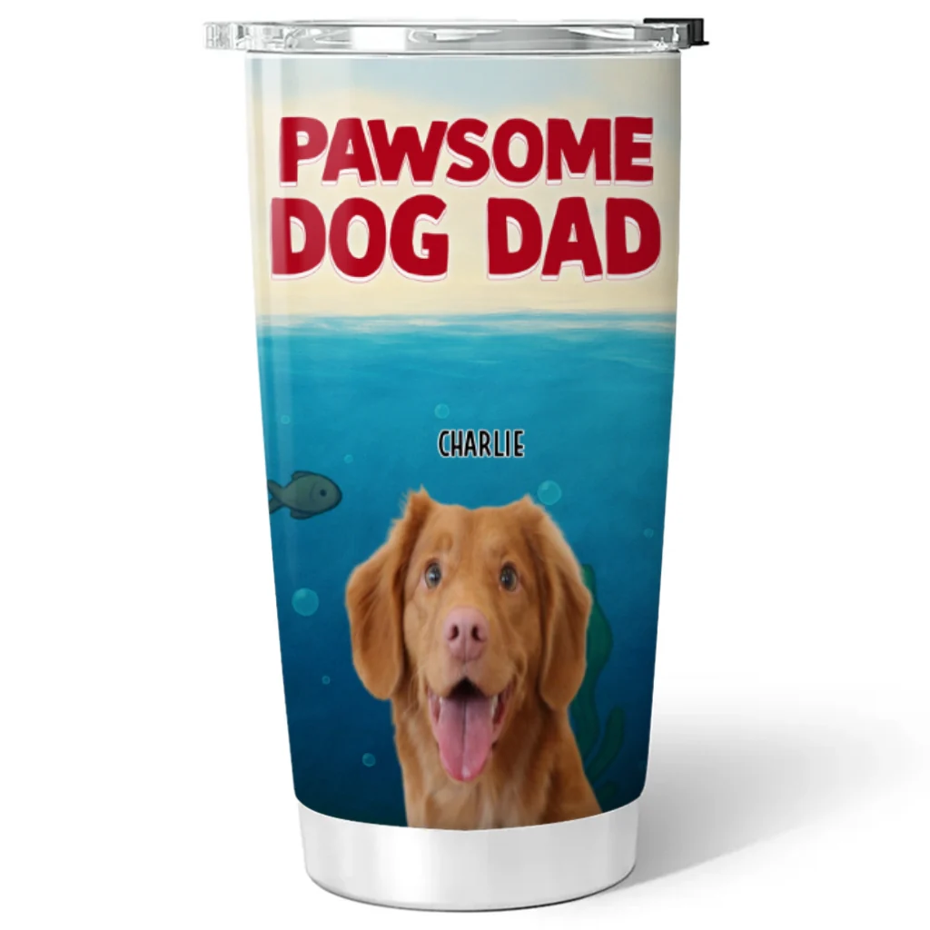 Pawsome Dog Dad Photo - Personalized Custom Tumbler - Image 6