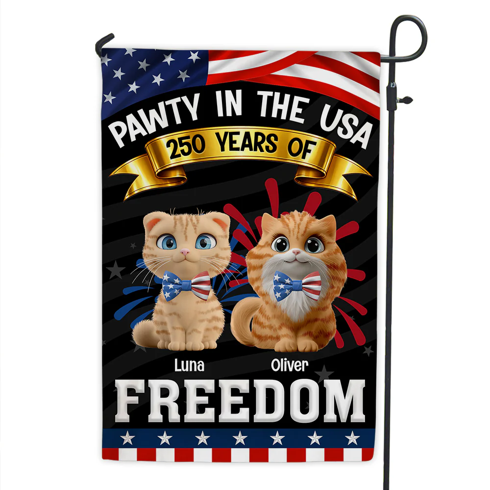 Pawty In The USA With Cats - Personalized Custom Flag
