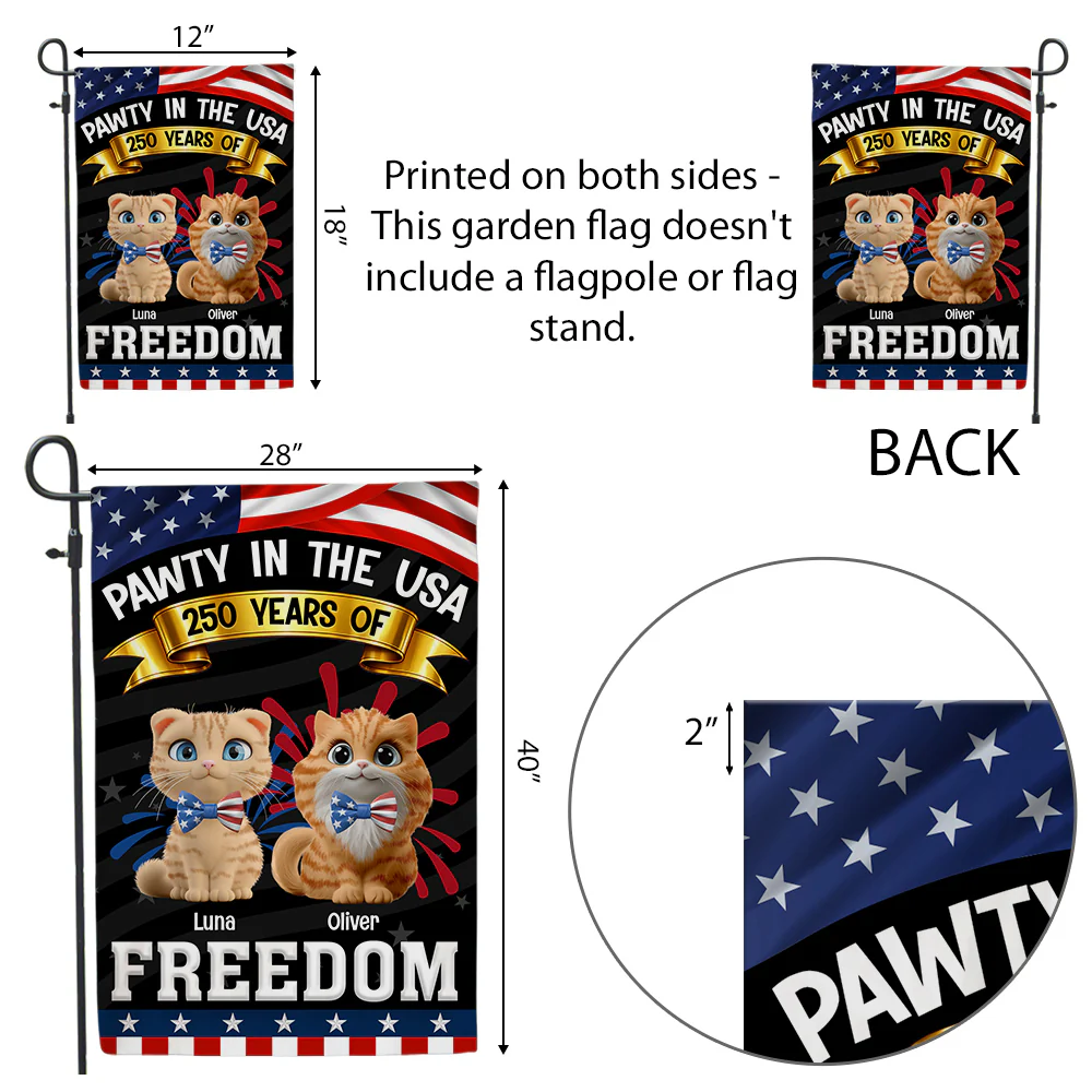 Pawty In The USA With Cats - Personalized Custom Flag - Image 6