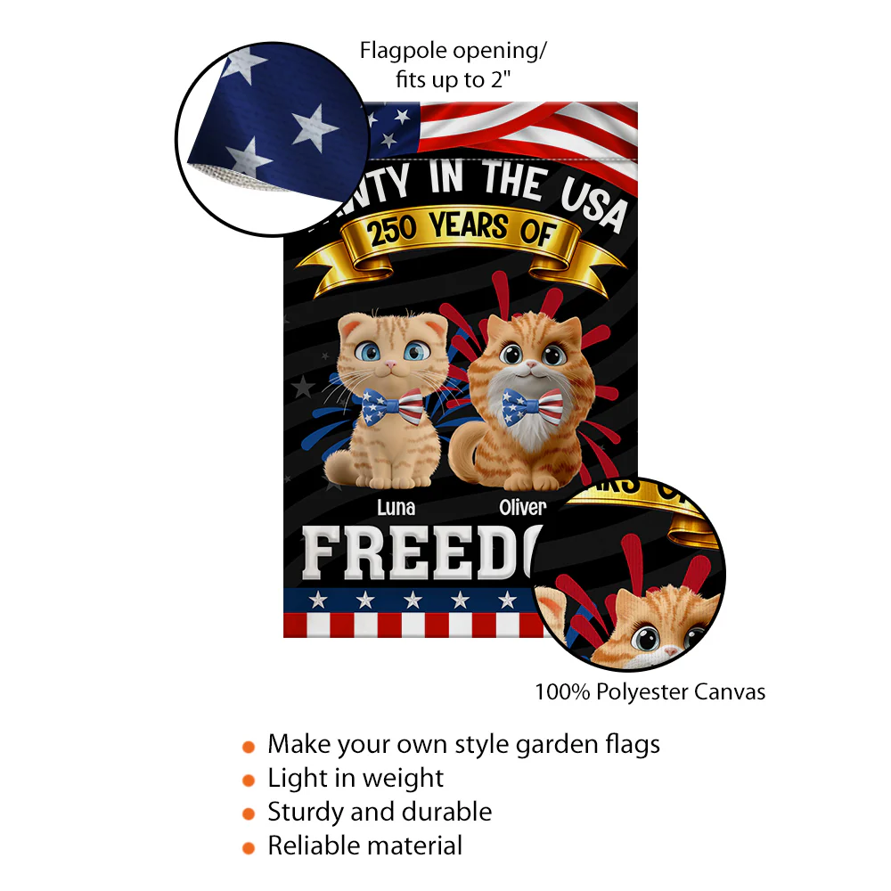 Pawty In The USA With Cats - Personalized Custom Flag - Image 7