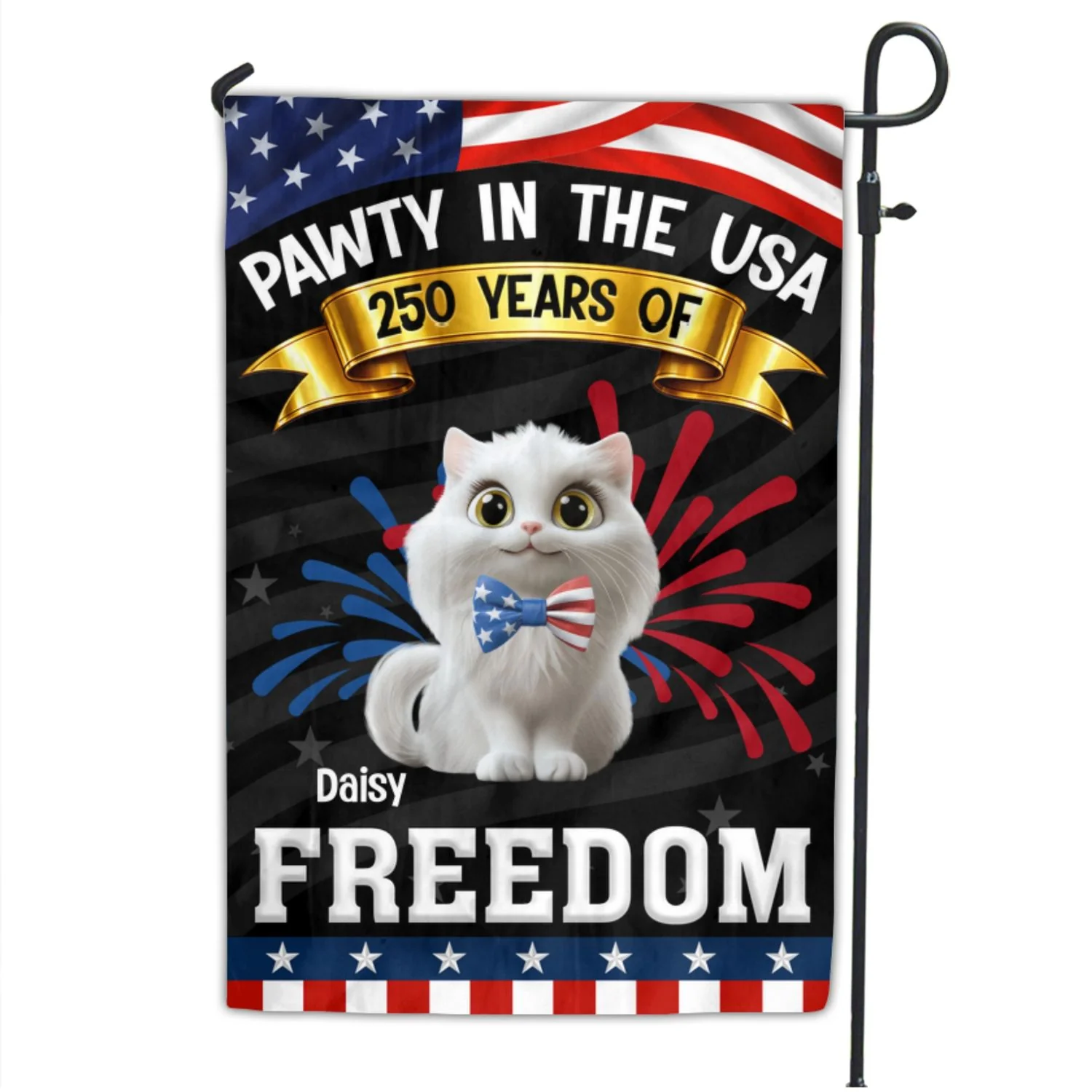 Pawty In The USA With Cats - Personalized Custom Flag - Image 8